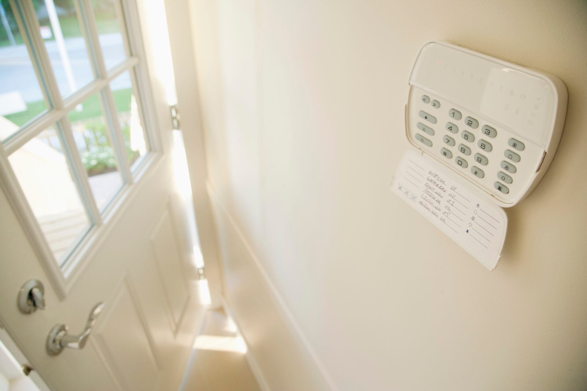 Burglar alarm system installed at the front door of a Richmond home